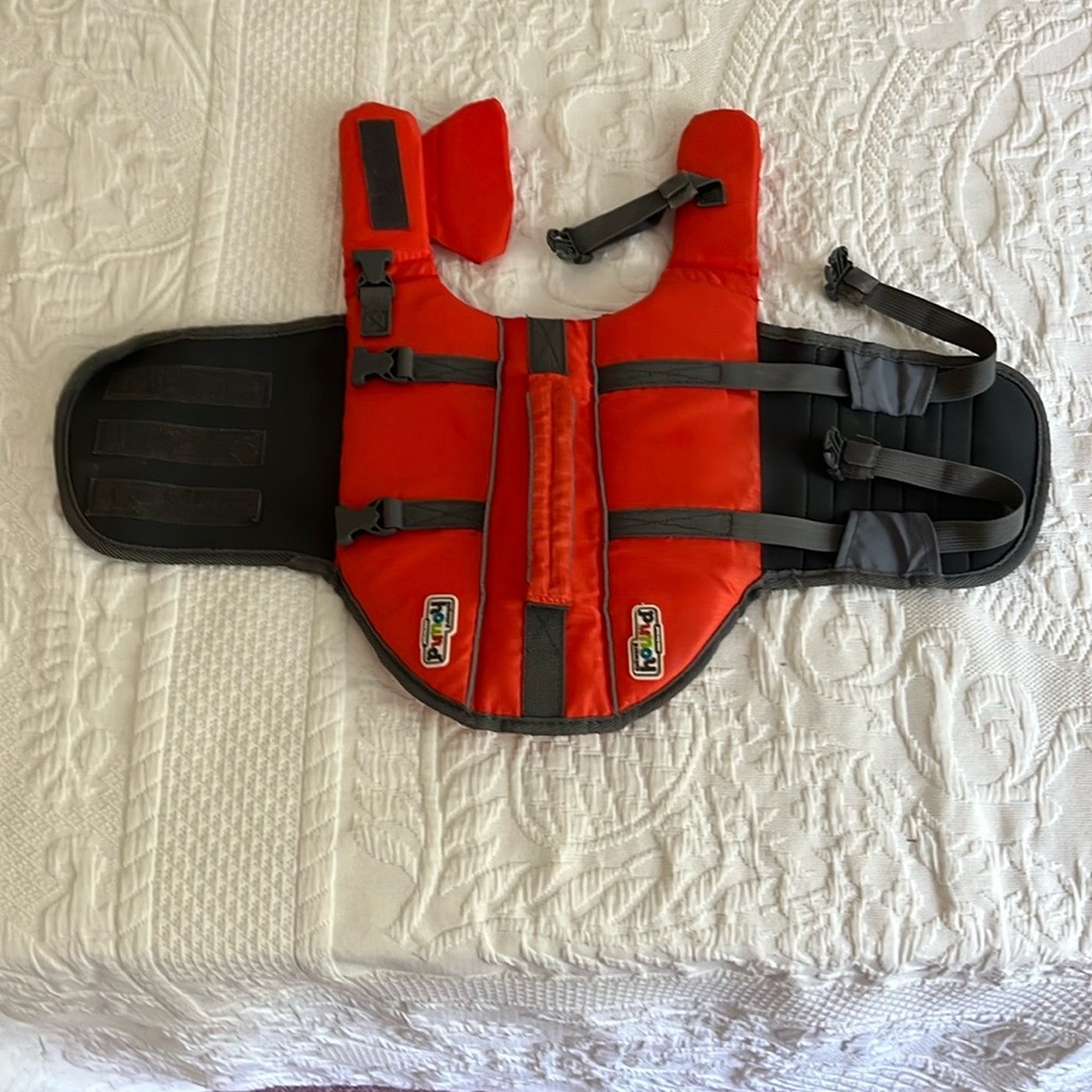 Outward Hound Orange and Grey Dog Life Jacket Size Small